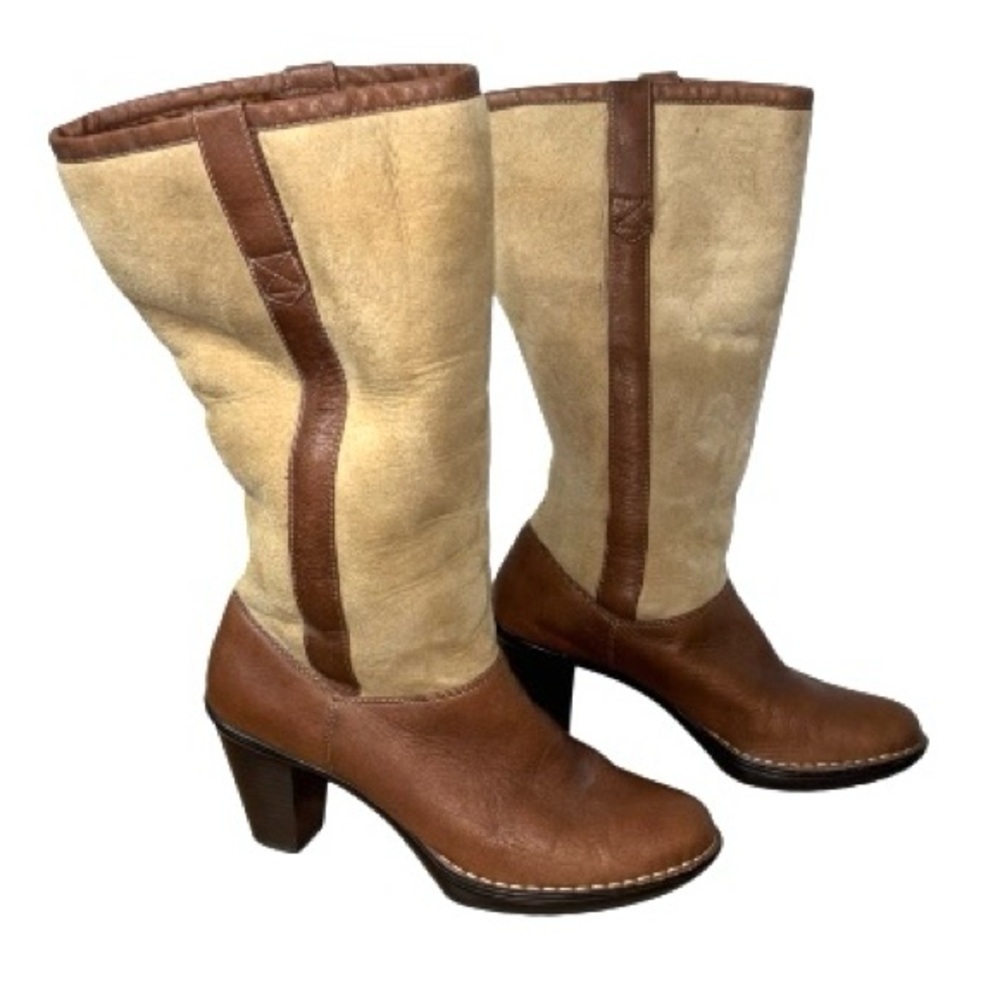Sofft Genuine Suede Leather Shearling Tall Boots Heels Comfort Fall Size 10